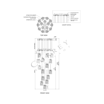 Regatta Multi Pendant Light - line drawing.