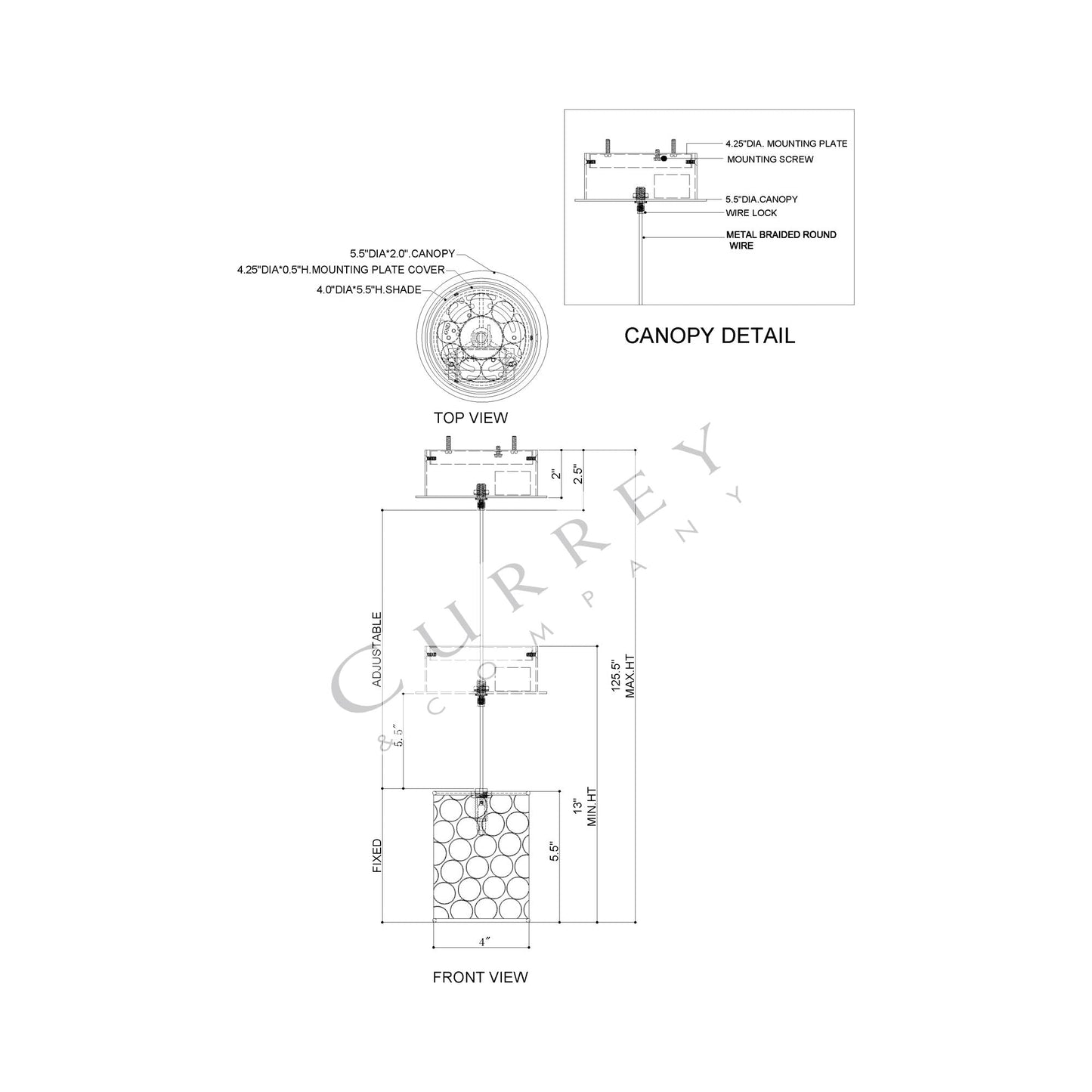 Regatta Pendant Light - line drawing.