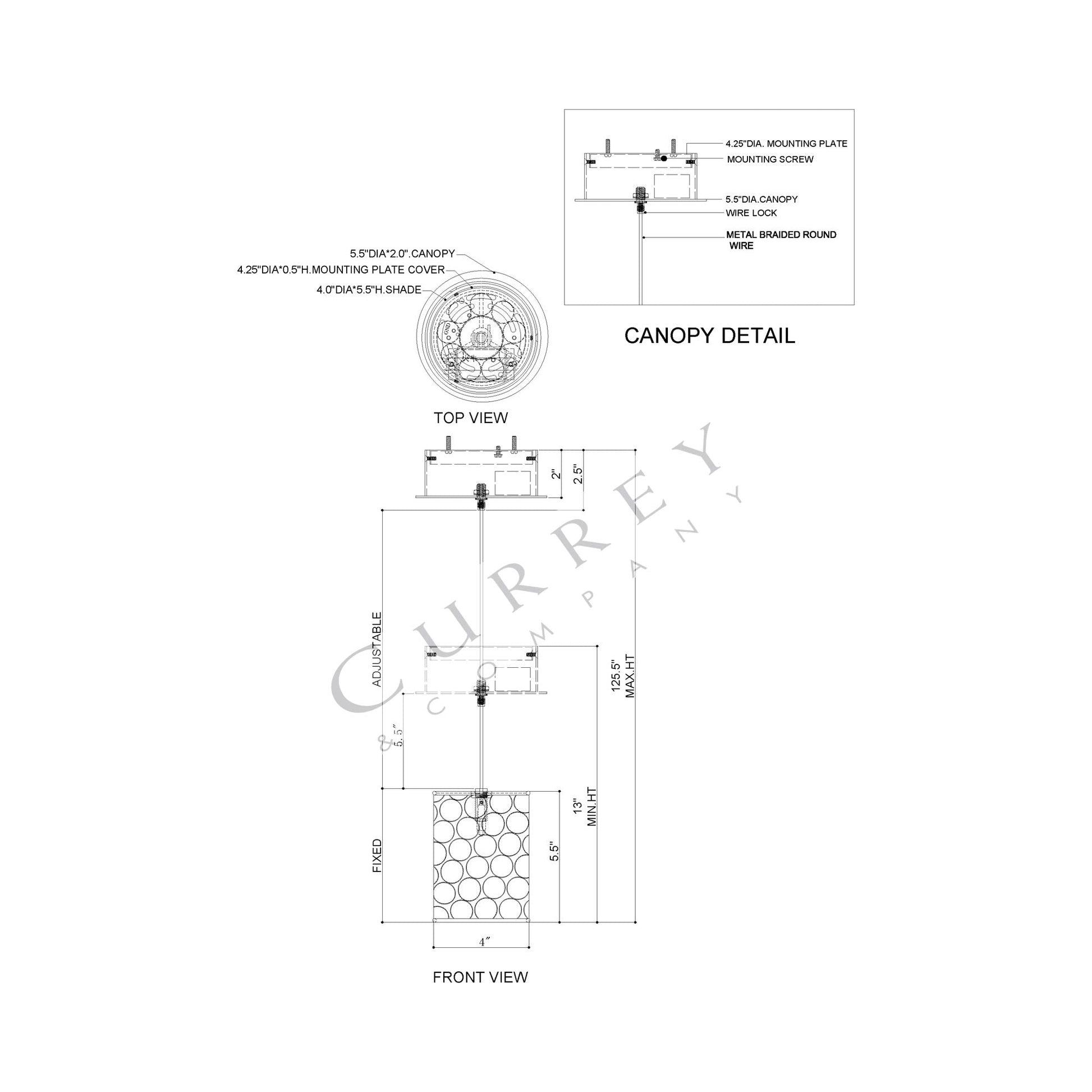 Regatta Pendant Light - line drawing.