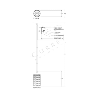 Regatta Pendant Light - line drawing.