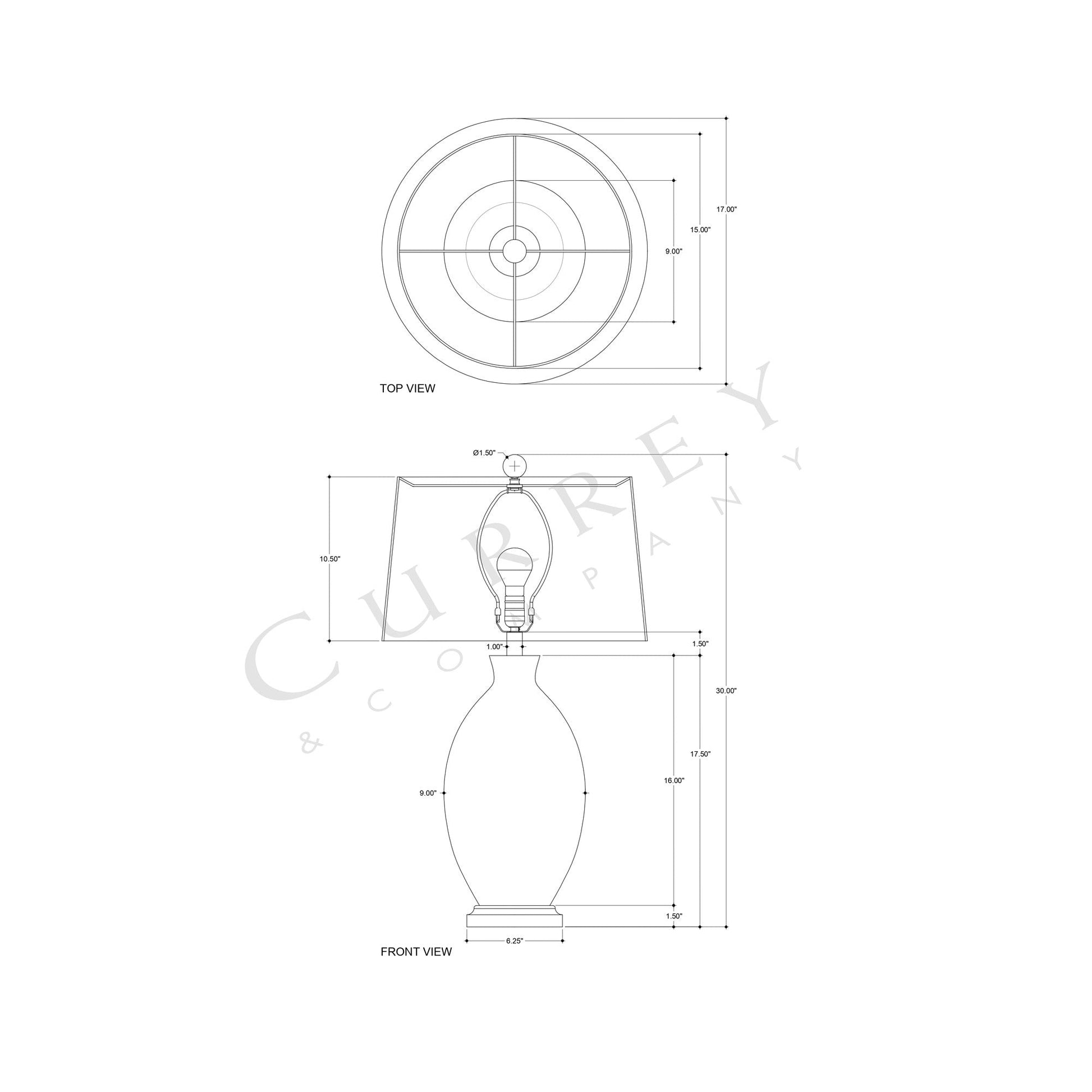 Remi Table Lamp - line drawing.