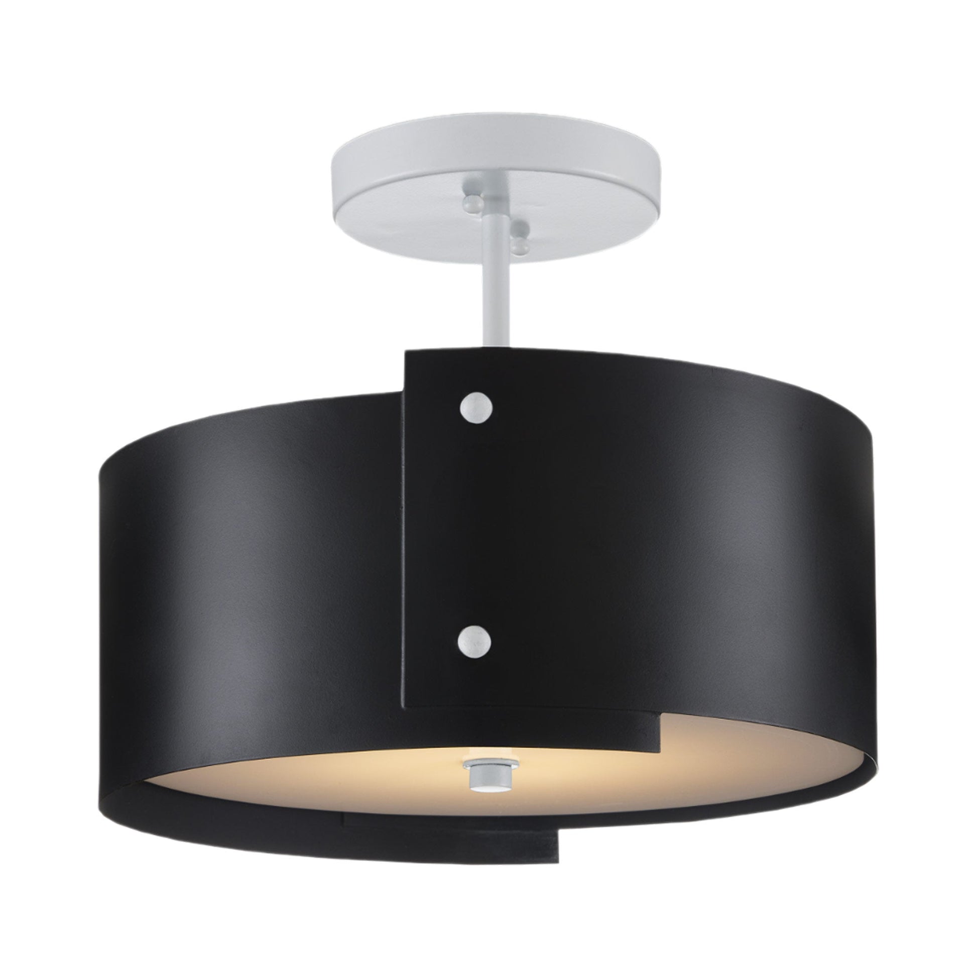Ritsu LED Semi Flush Mount Ceiling Light in Blacksmith/Sugar White.