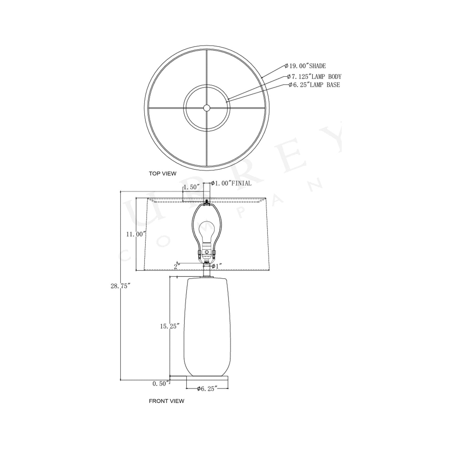 Rivulet Table Lamp - line drawing.