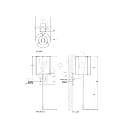 Rocher Wall Light - line drawing.