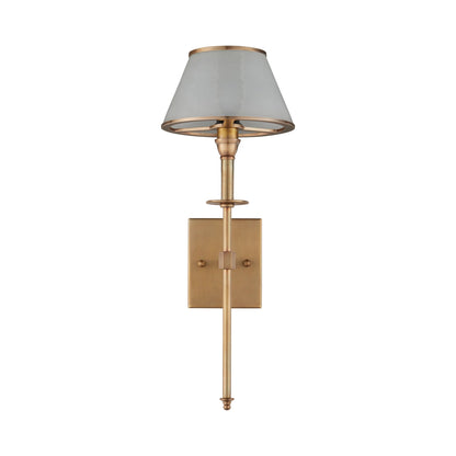 Ronaldo Outdoor Wall Light in Antique Brass.