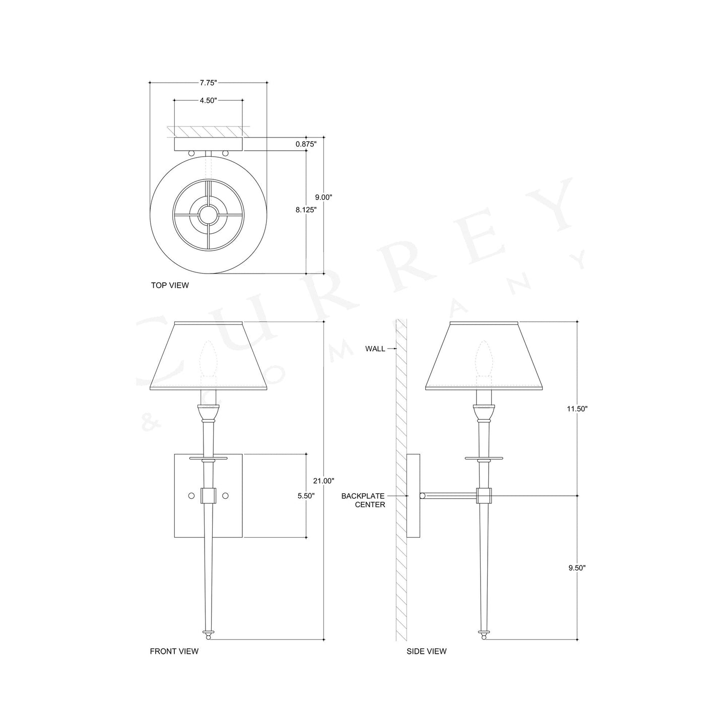 Ronaldo Outdoor Wall Light - line drawing.