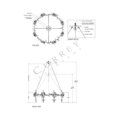 Rosabel Chandelier - line drawing.