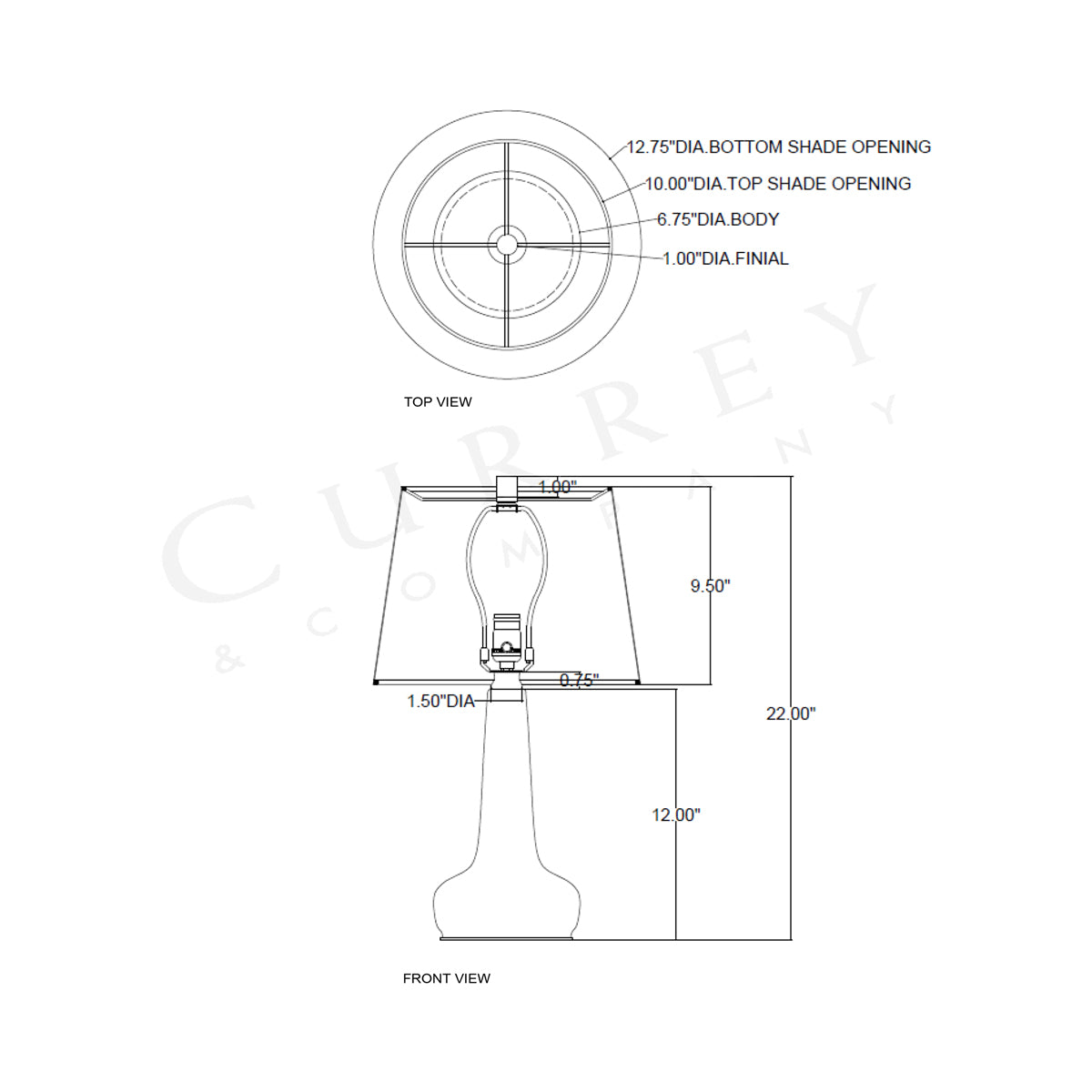 Rosenborg Table Lamp - line drawing.