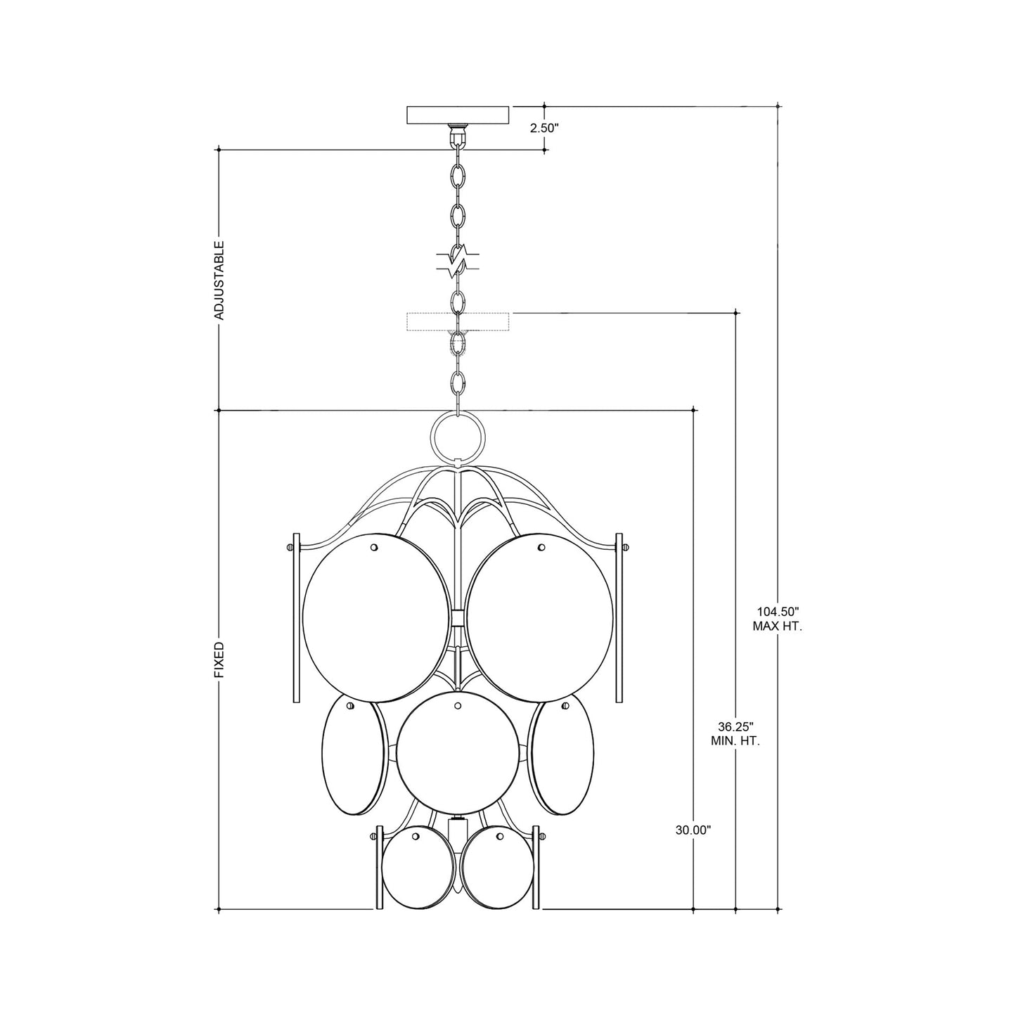 Rovigo Chandelier - line drawing.