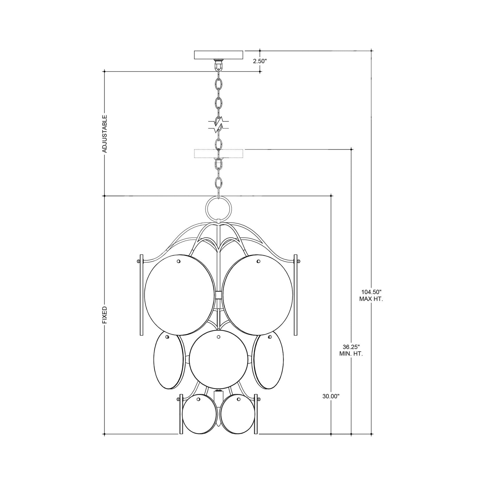 Rovigo Chandelier - line drawing.