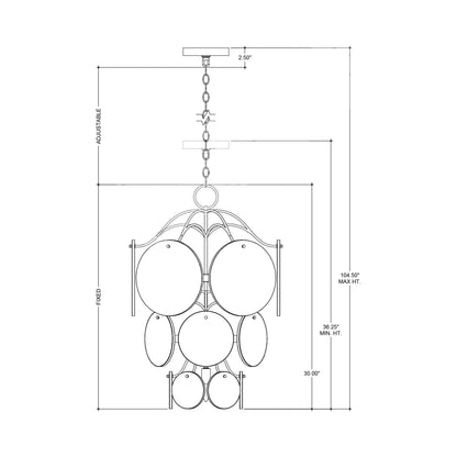 Rovigo Chandelier - line drawing.