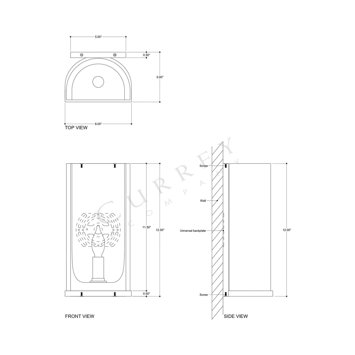 Rowland Wall Light - line drawing.