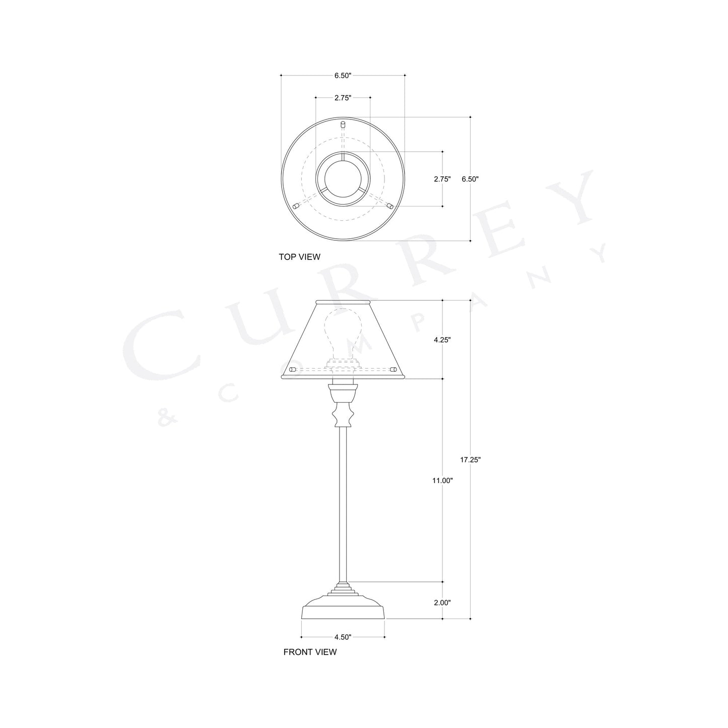Rowsay Table Lamp - line drawing.