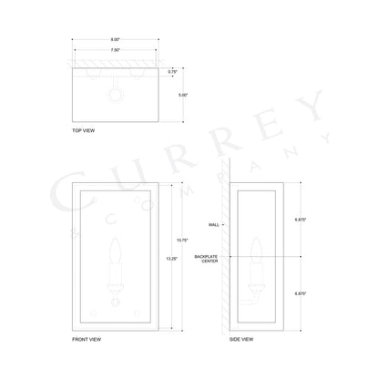 Royster Outdoor Wall Light - line drawing.