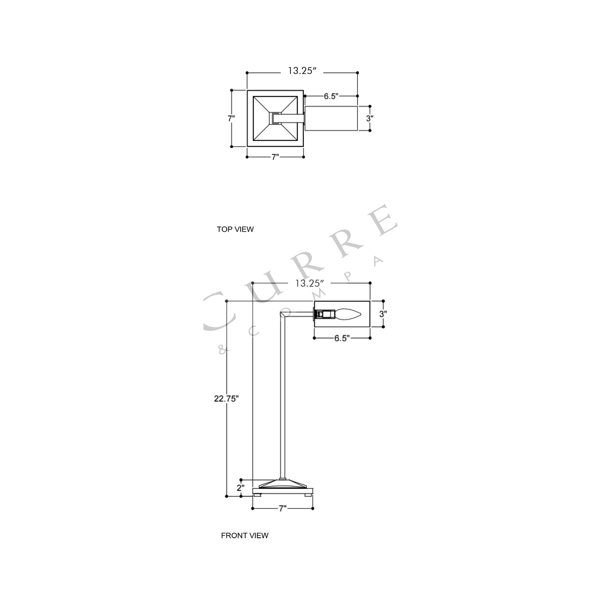 Ruxley Table Lamp - line drawing.