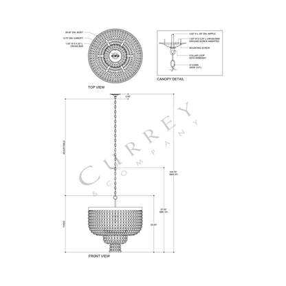Sabia Chandelier - line drawing.
