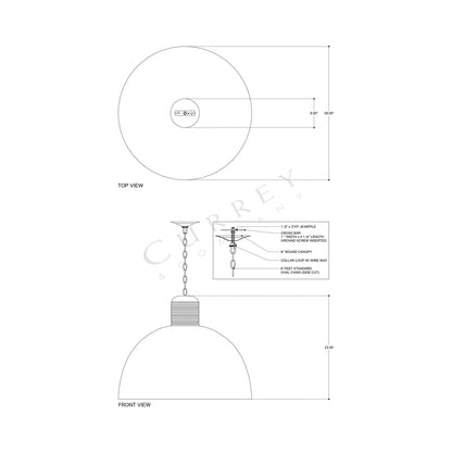 Saga Pendant Light - line drawing.