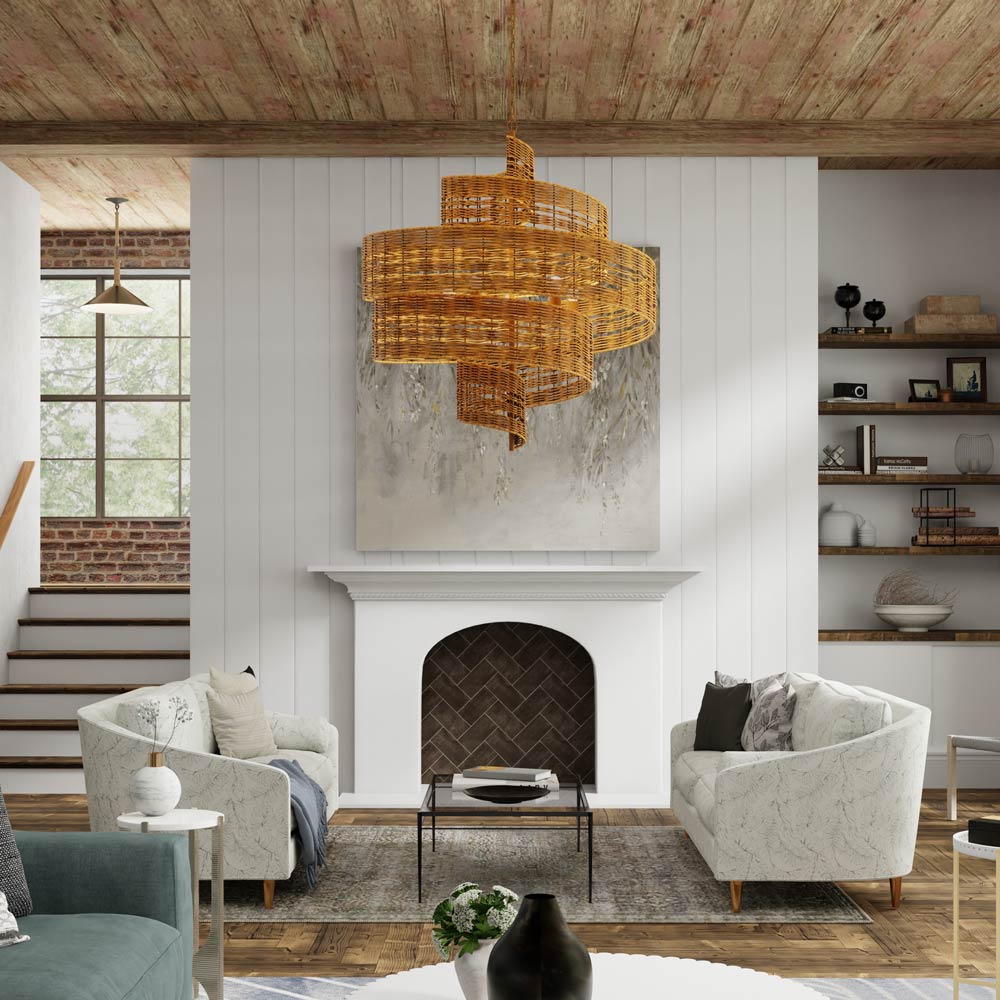 Saisei Chandelier in living room.