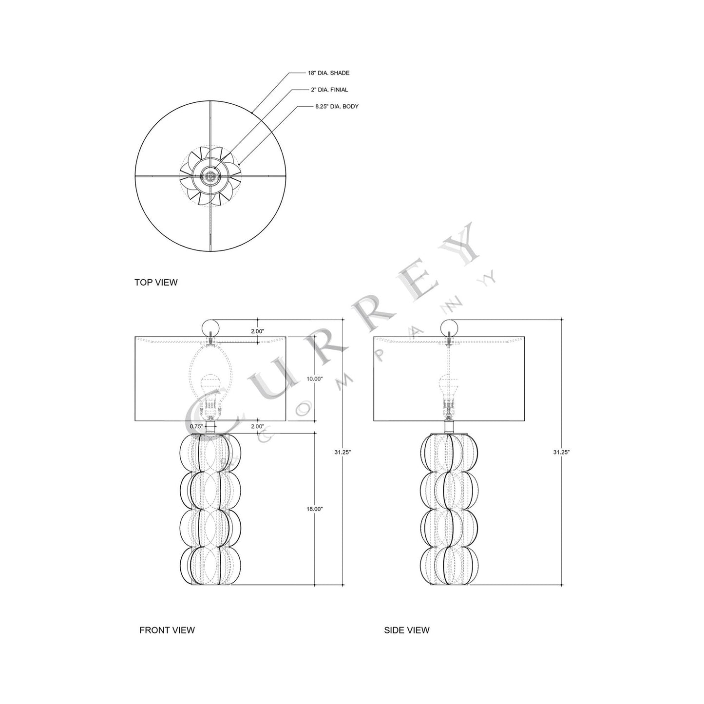 Salizzole Table Lamp - line drawing.