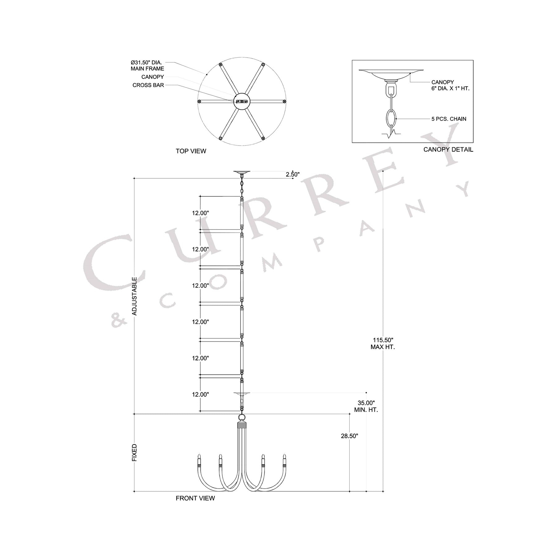 Samsara Chandelier - line drawing.