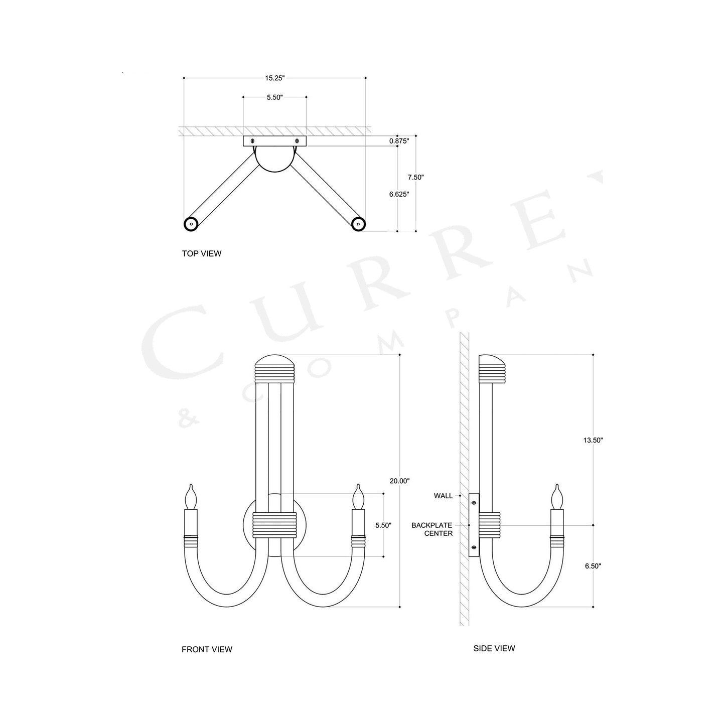 Samsara Wall Light - line drawing.