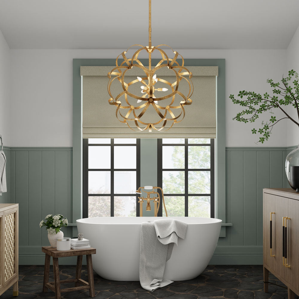 Sappho Chandelier in bathroom.