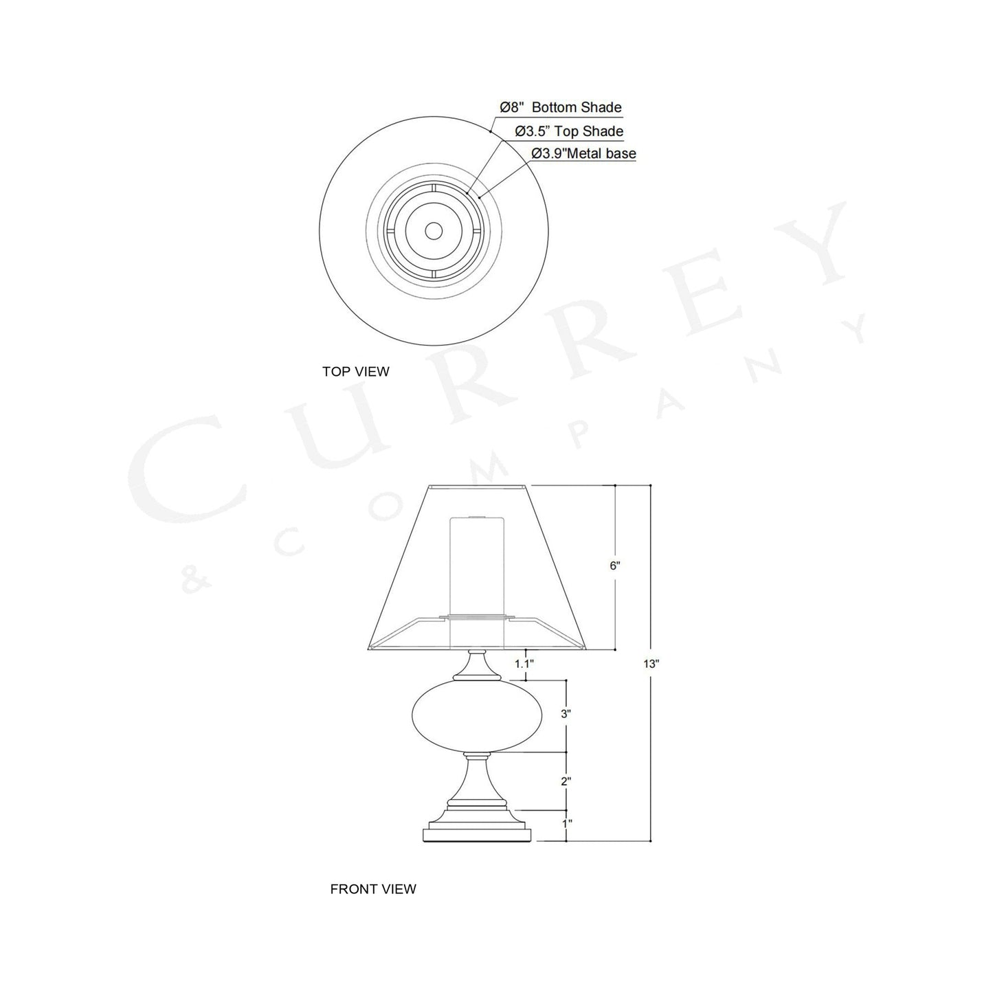 Sashay LED Rechargeable Table Lamp - line drawing.