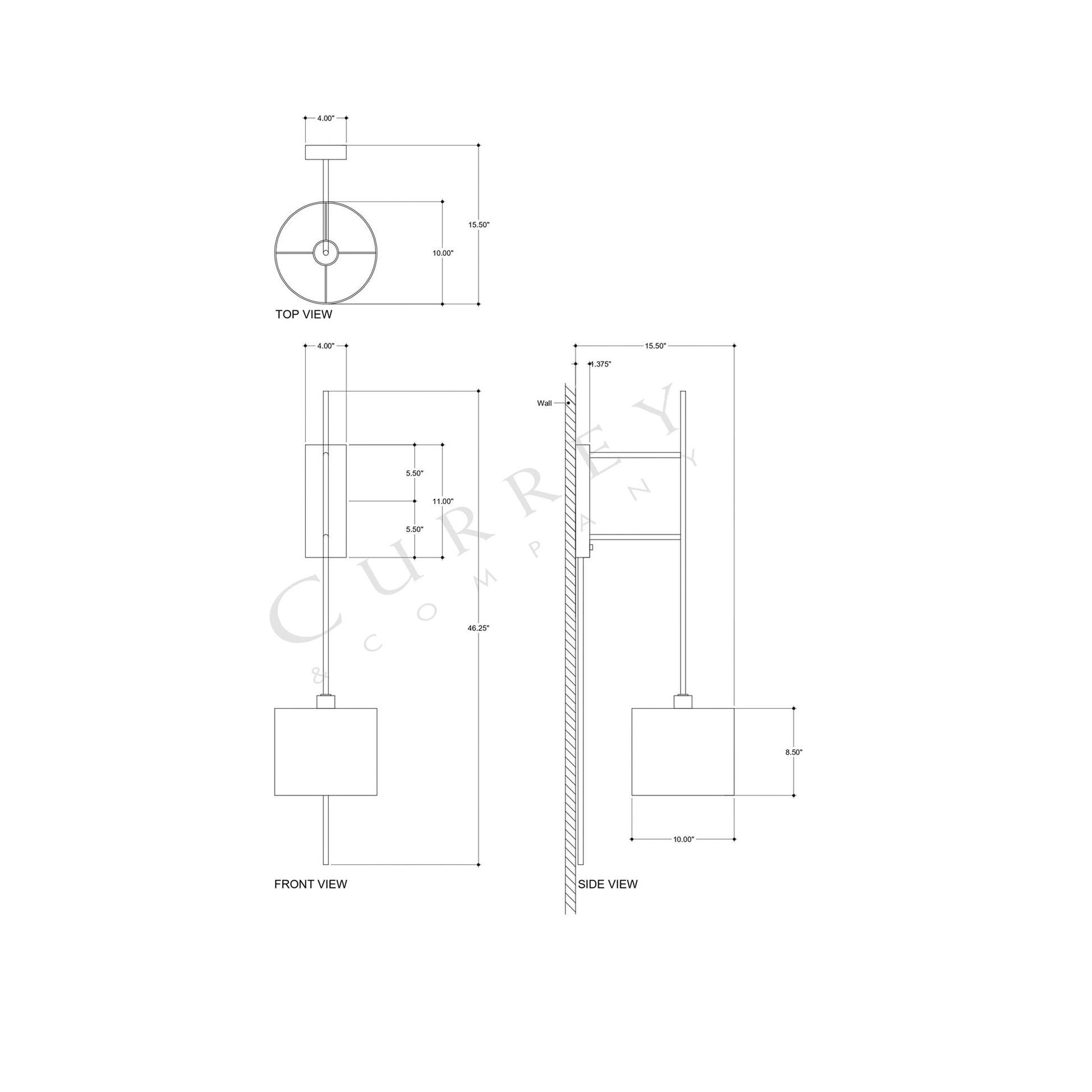 Savill Wall Light - line drawing.