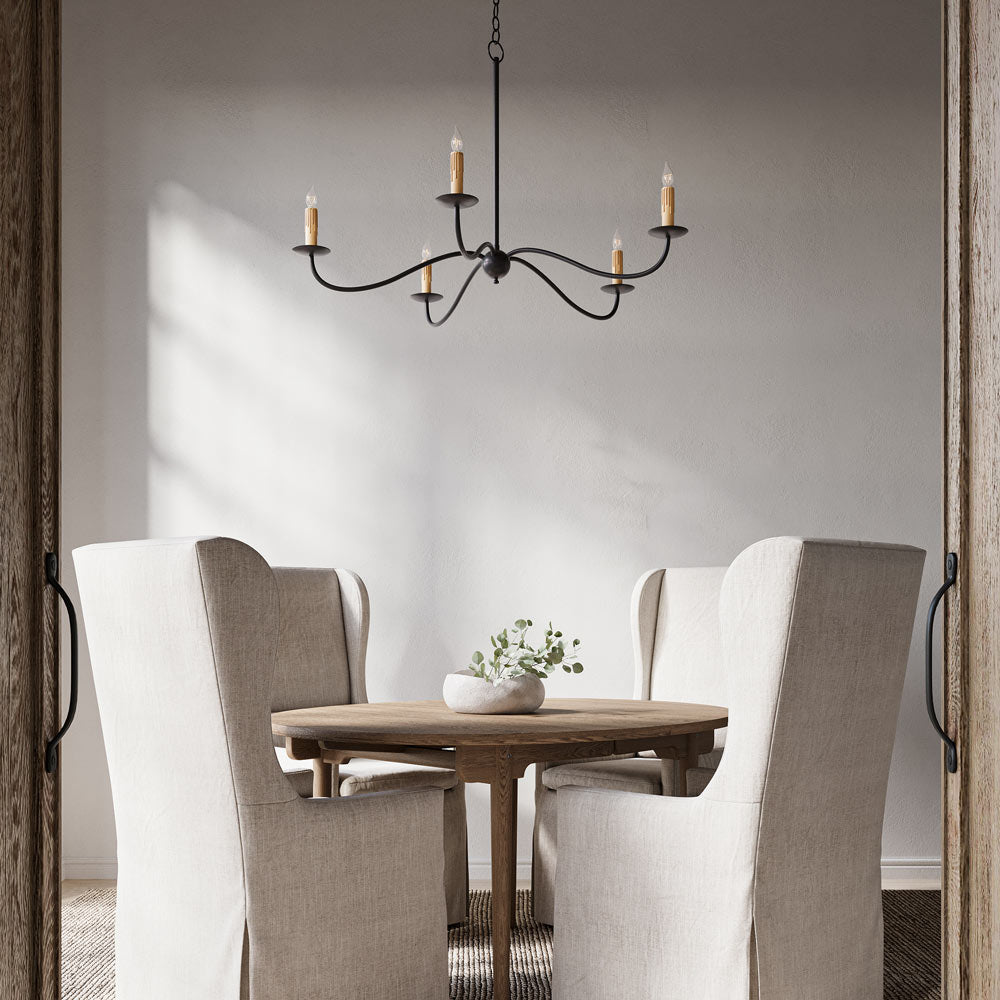 Saxon Chandelier in living room.