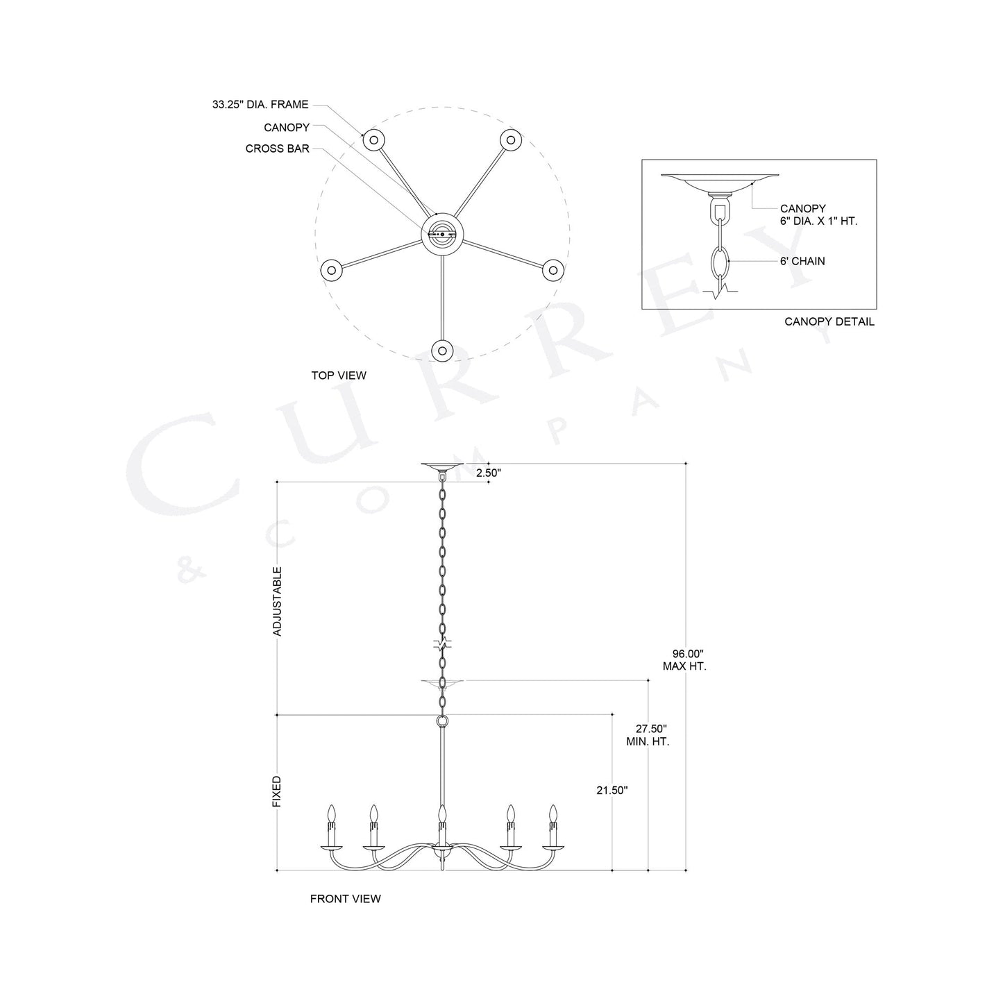 Saxon Chandelier - line drawing.