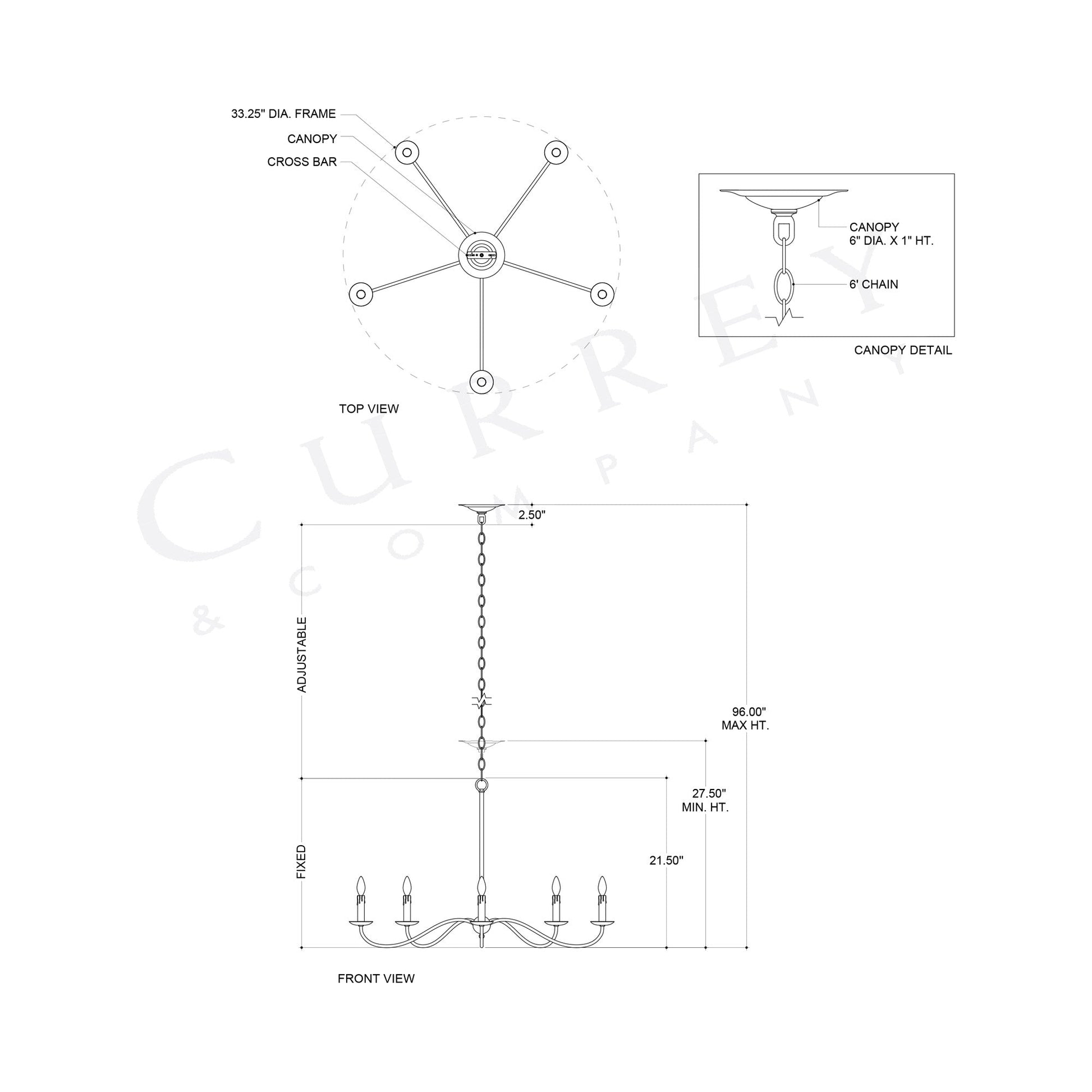 Saxon Chandelier - line drawing.