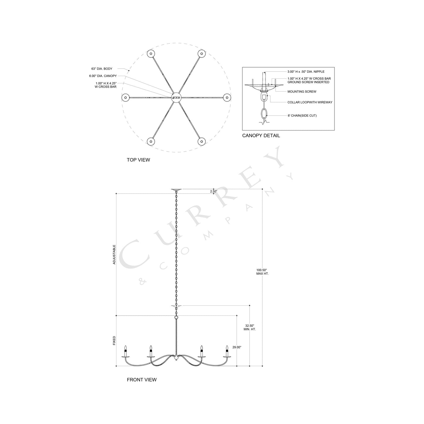 Saxon Chandelier - line drawing.