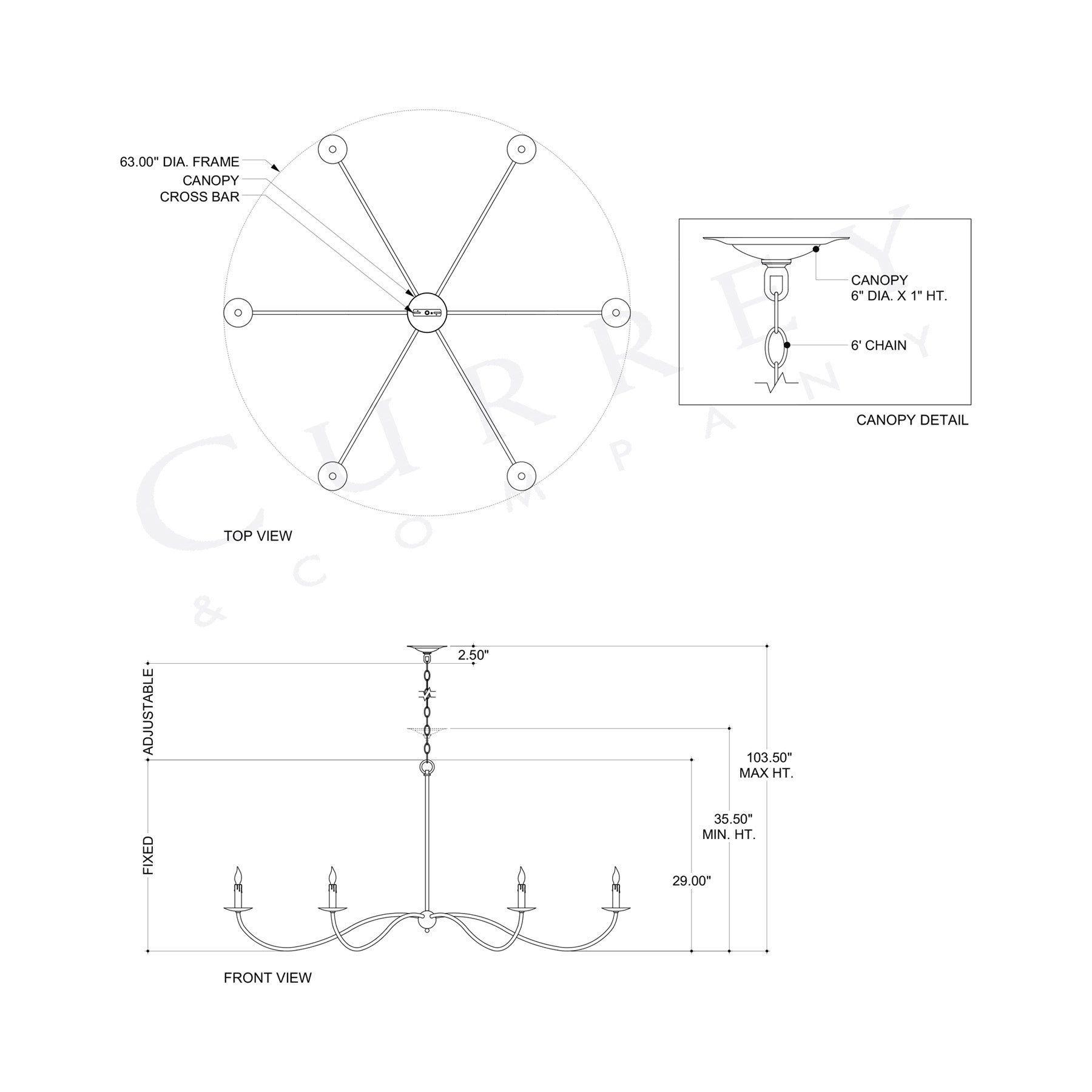 Saxon Chandelier - line drawing.