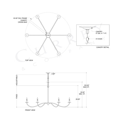 Saxon Chandelier - line drawing.