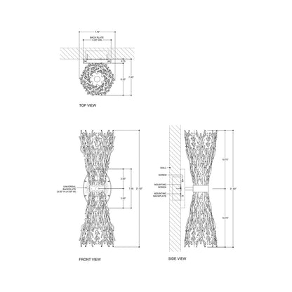 Sea Fan Wall Light - line drawing.