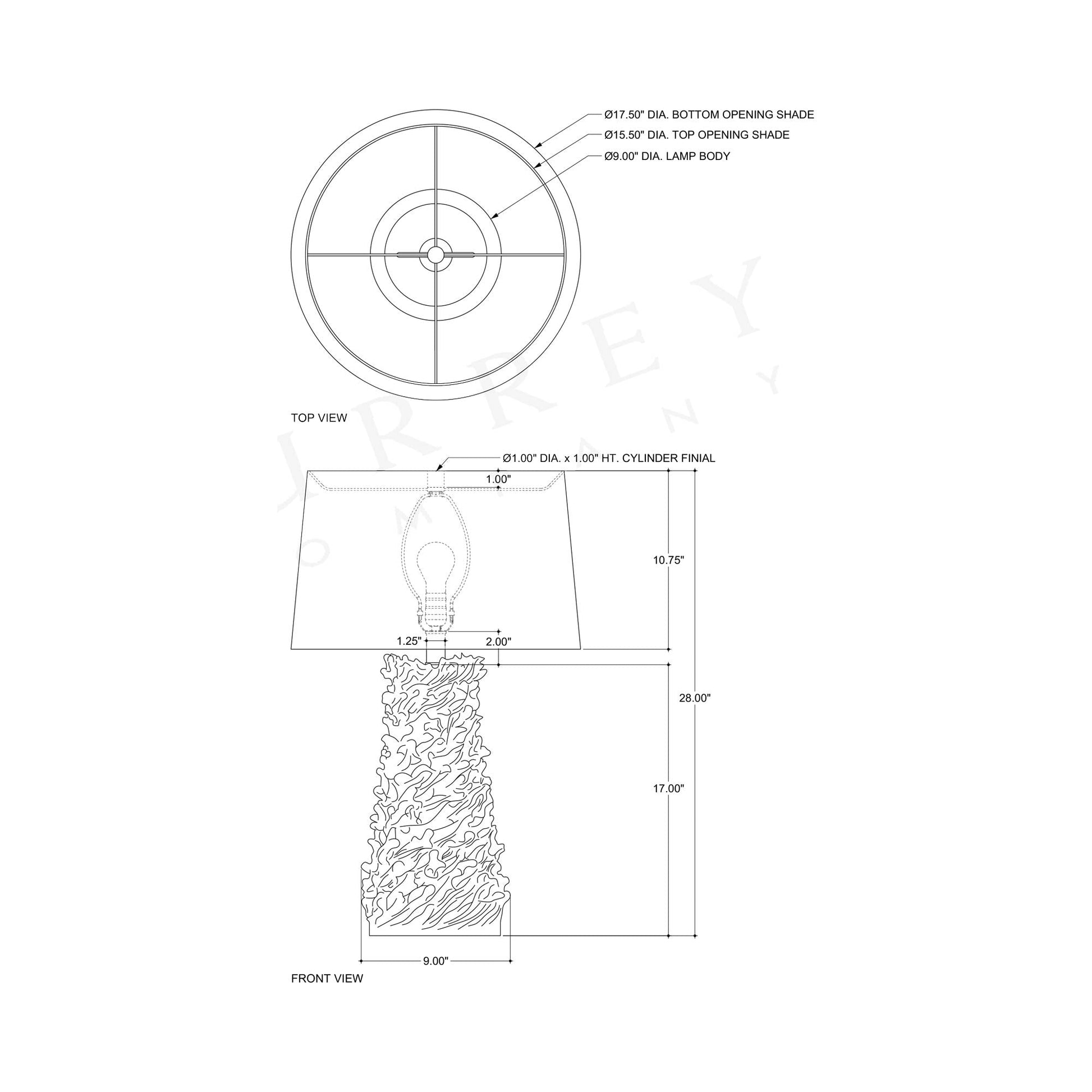 Seadrift Table Lamp - line drawing.