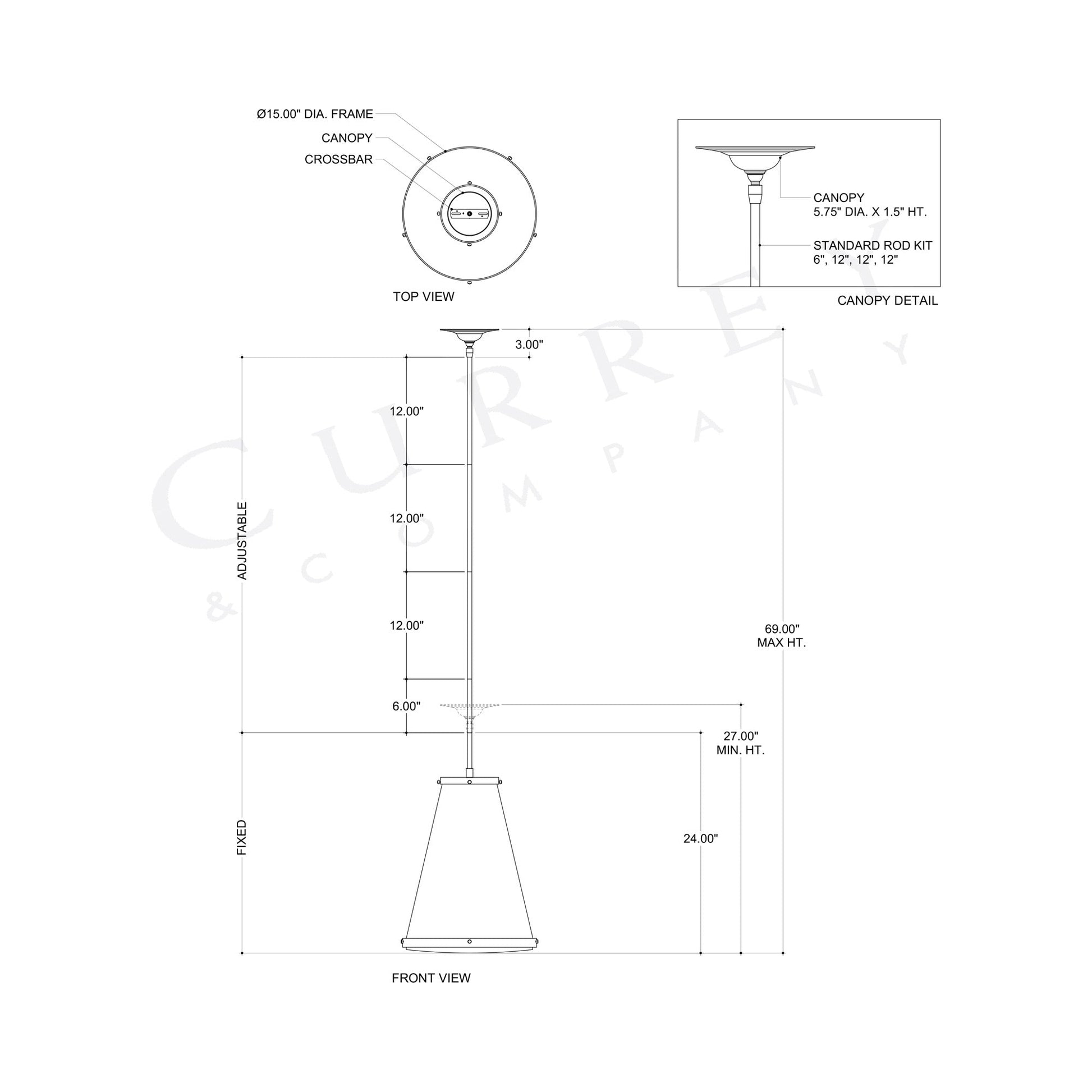 Seafarer Pendant Light - line drawing.