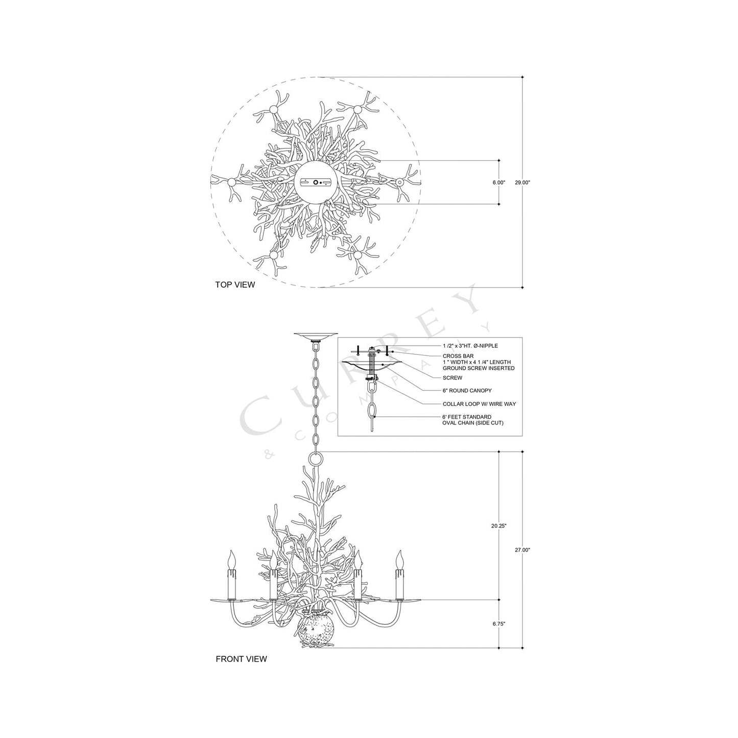Seaward Chandelier - line drawing.