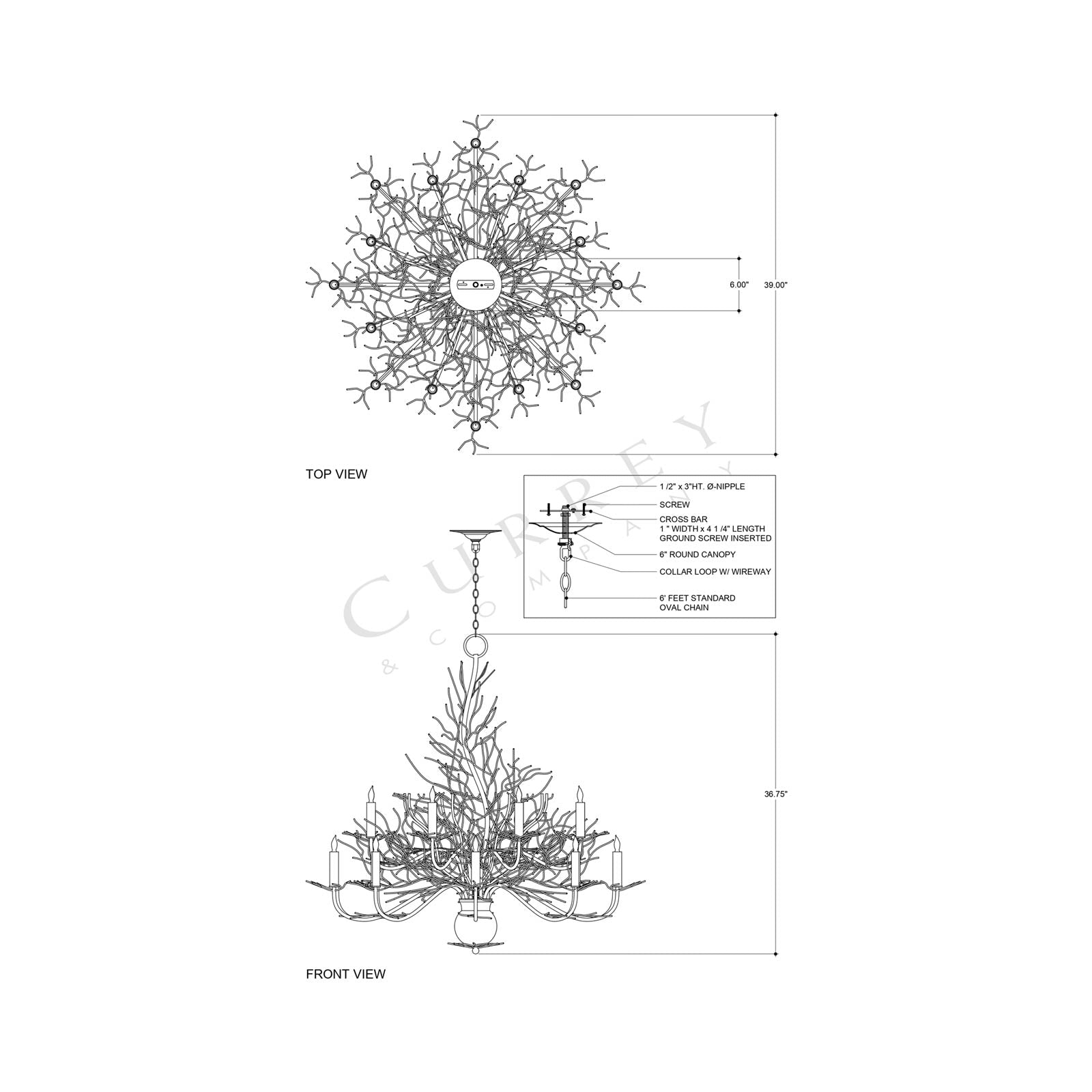 Seaward Chandelier - line drawing.