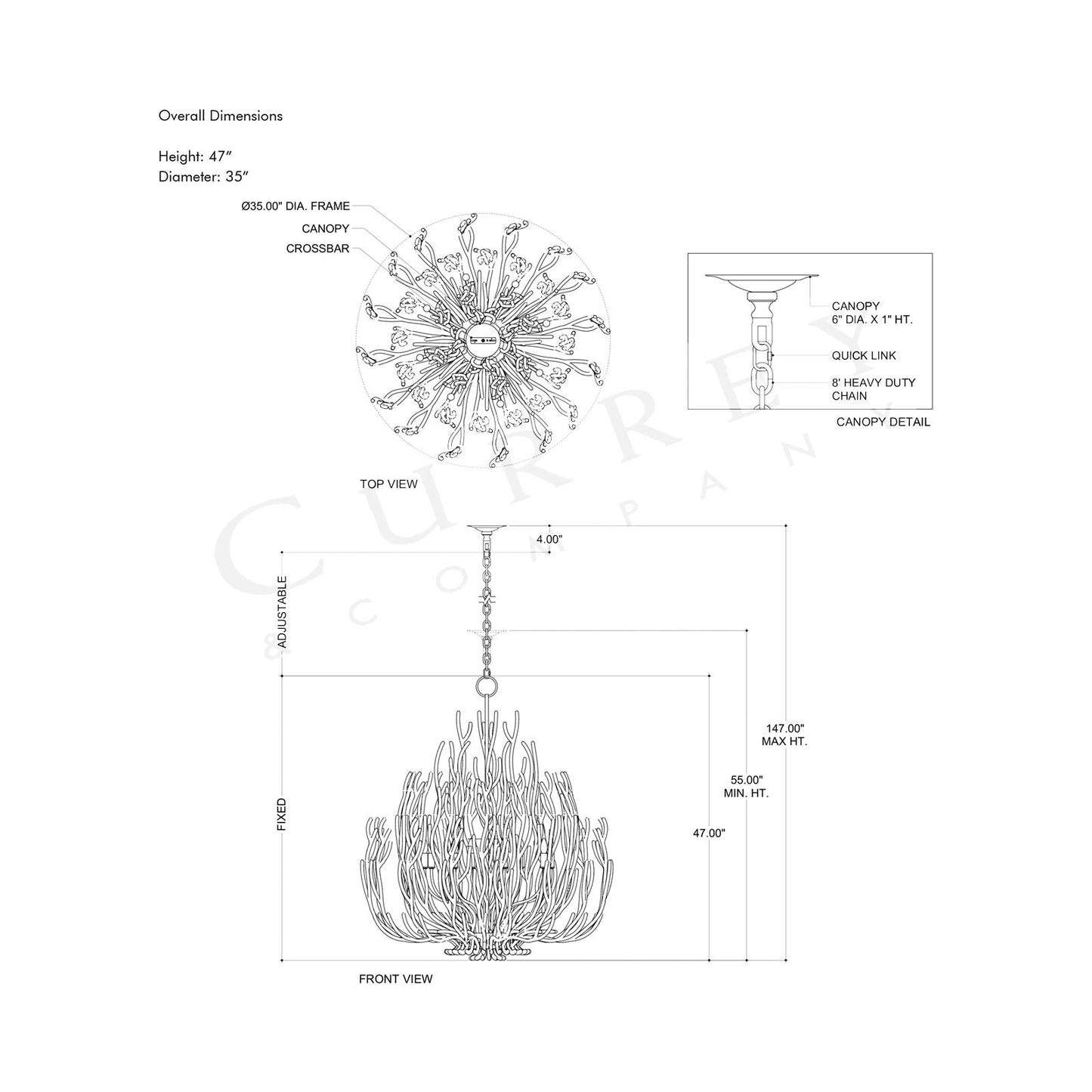 Seaward Chandelier - line drawing.