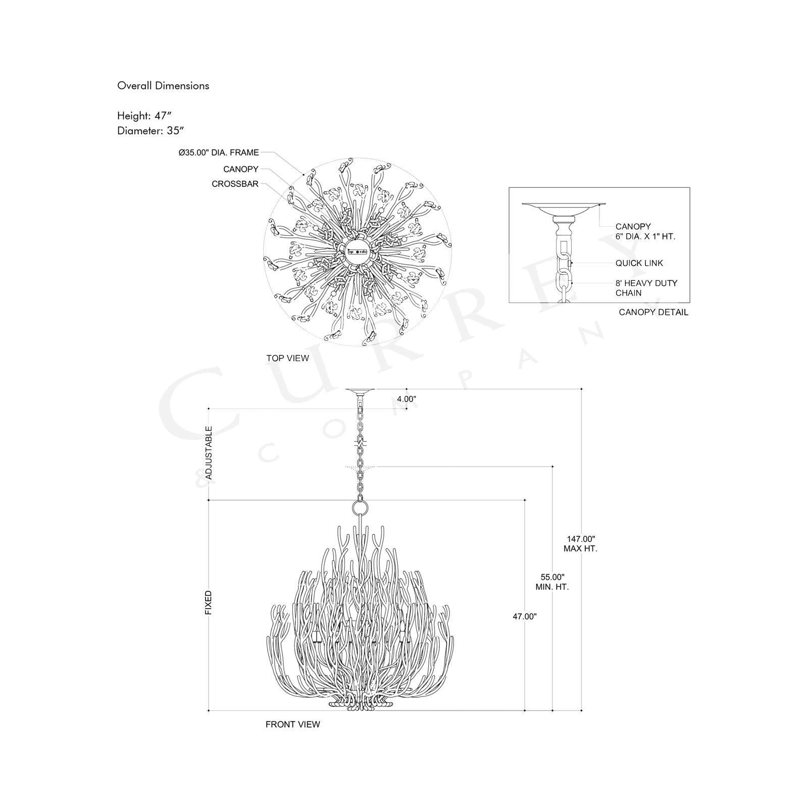 Seaward Chandelier - line drawing.