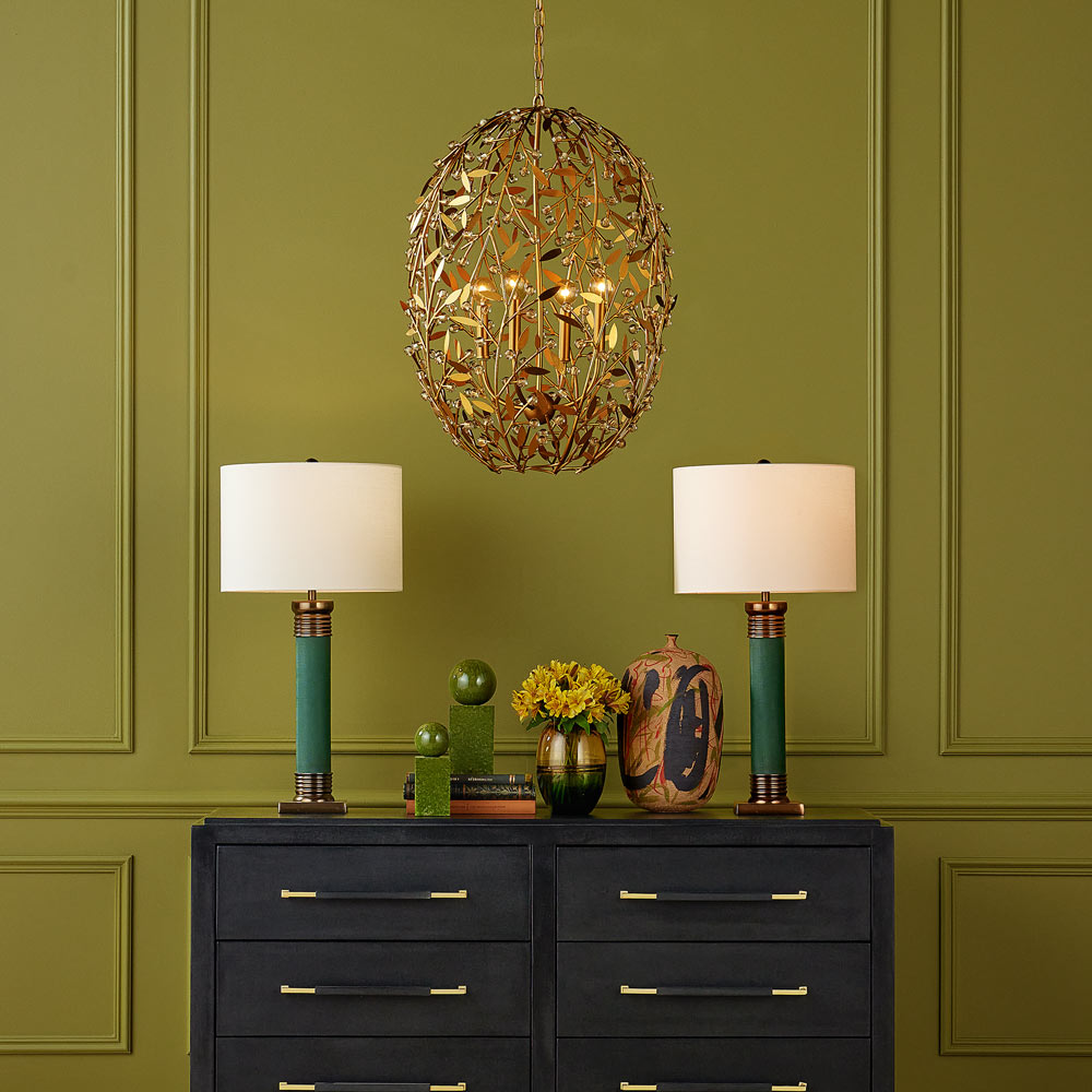 Secret Garden Chandelier in living room.