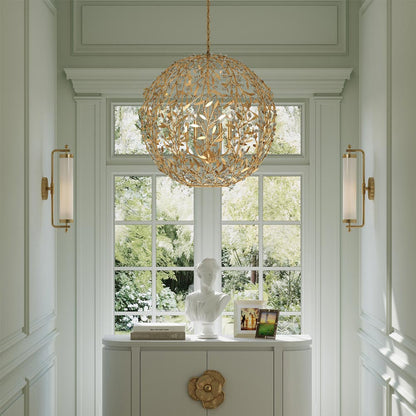 Secret Garden Orb Chandelier in hallway.