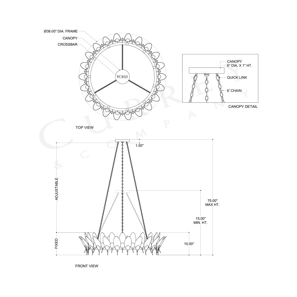 Selavy Chandelier - line drawing.