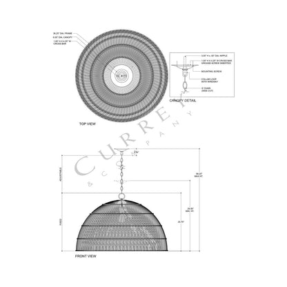 Senjyo Pendant Light - line drawing.