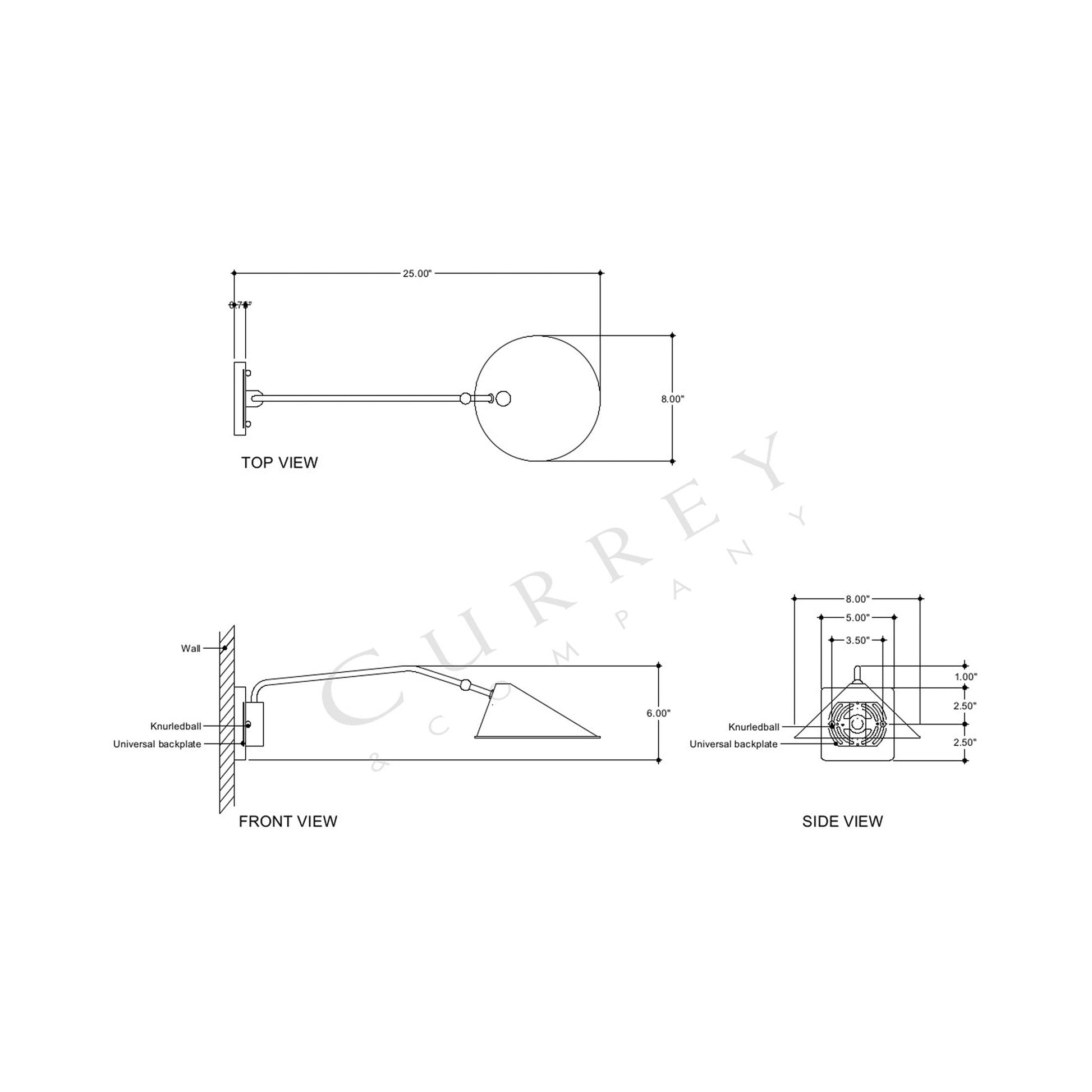 Serpa Swing Arm Wall Light - line drawing.
