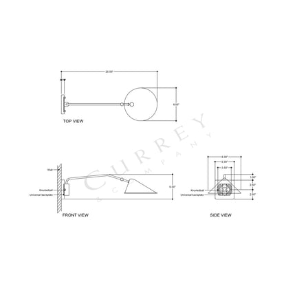 Serpa Swing Arm Wall Light - line drawing.