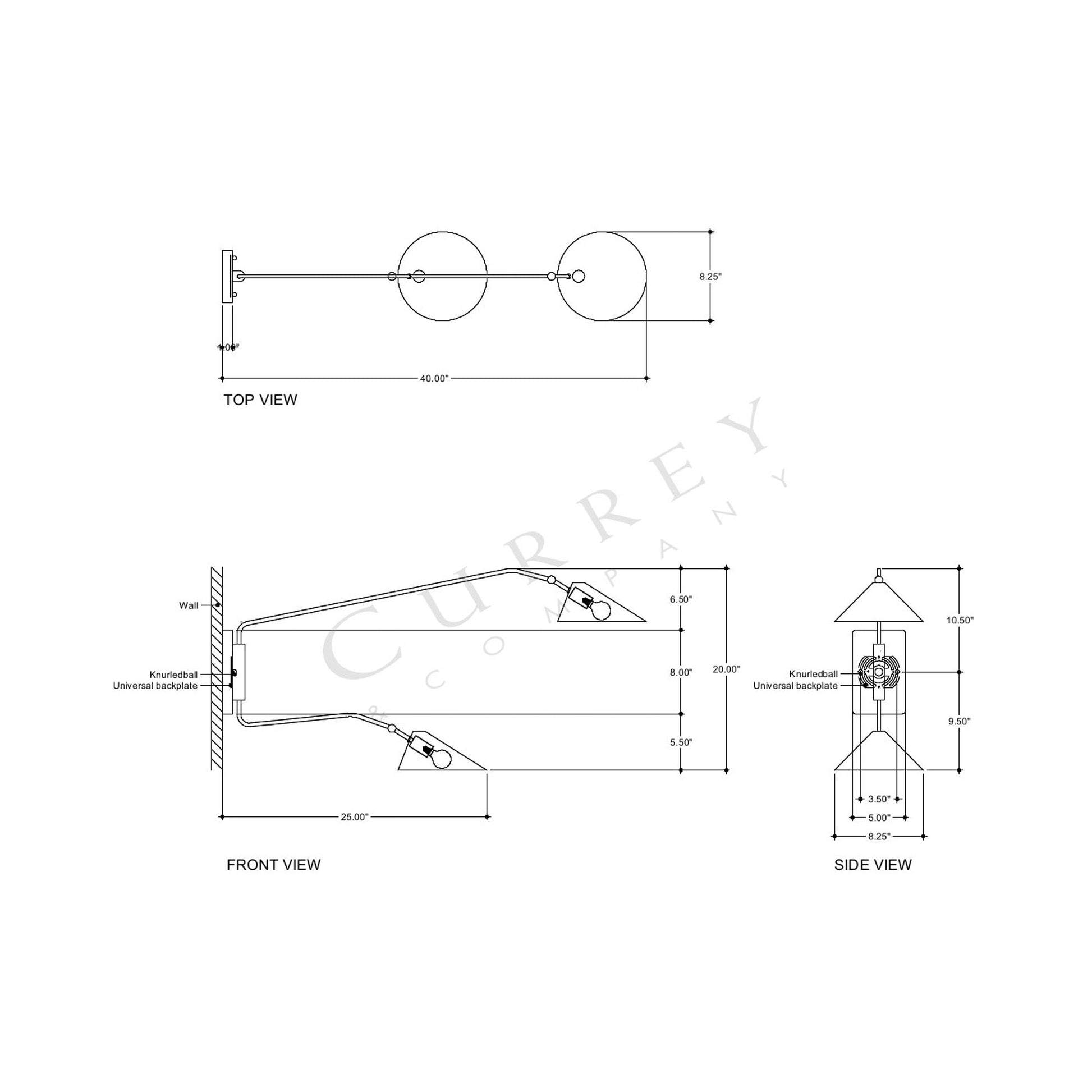 Serpa Swing Arm Wall Light - line drawing.