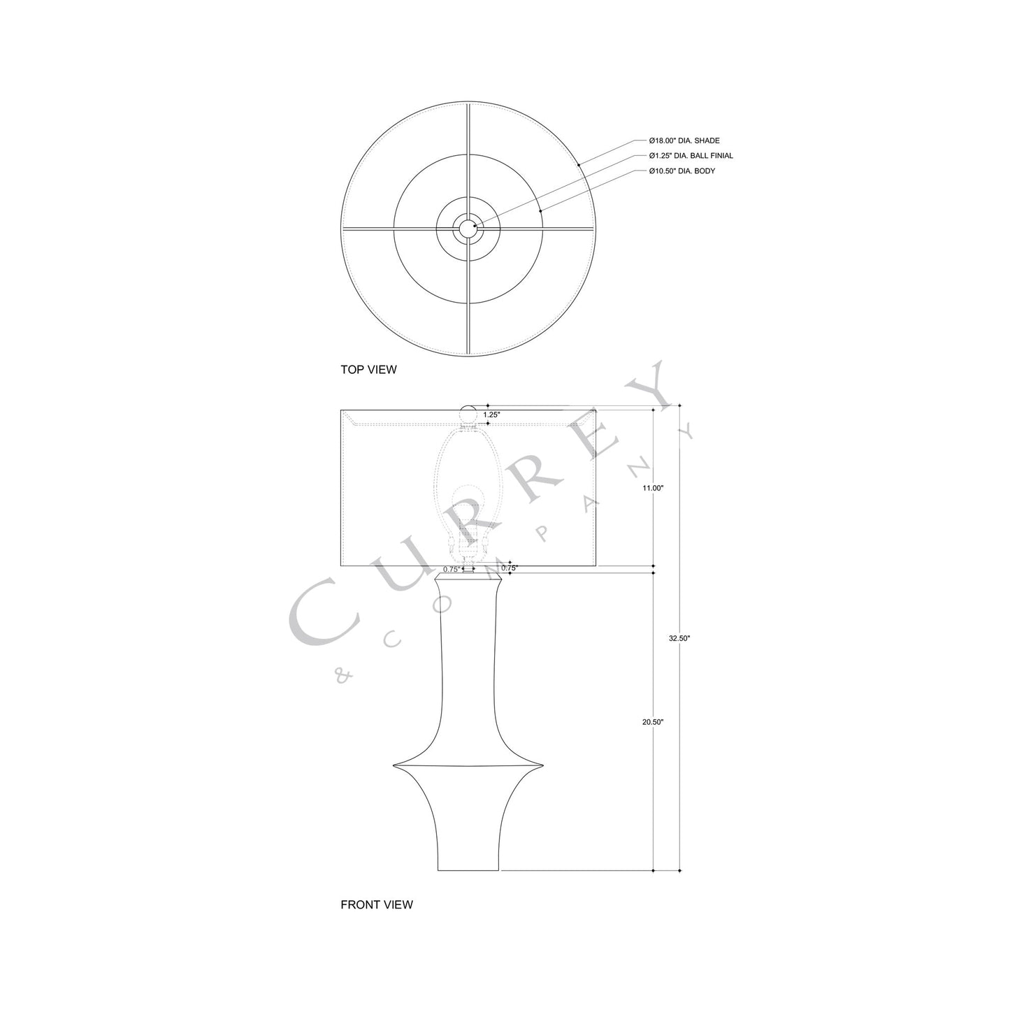 Silvestri Table Lamp - line drawing.