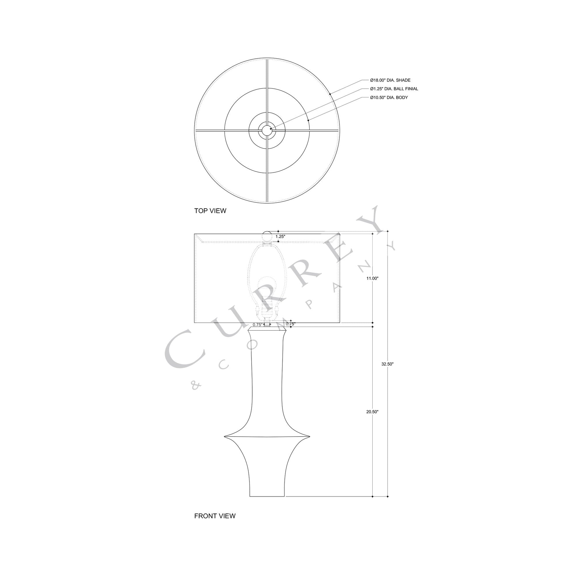 Silvestri Table Lamp - line drawing.
